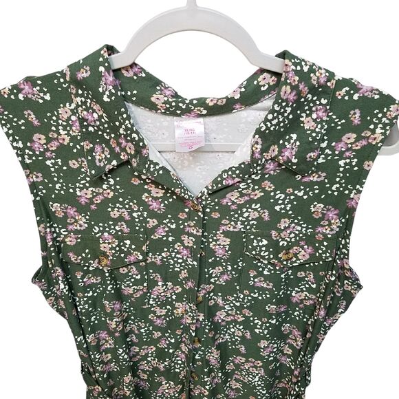 No Boundaries Womens Sz XL Green Floral Sleeveless Sundress - Picture 8 of 9